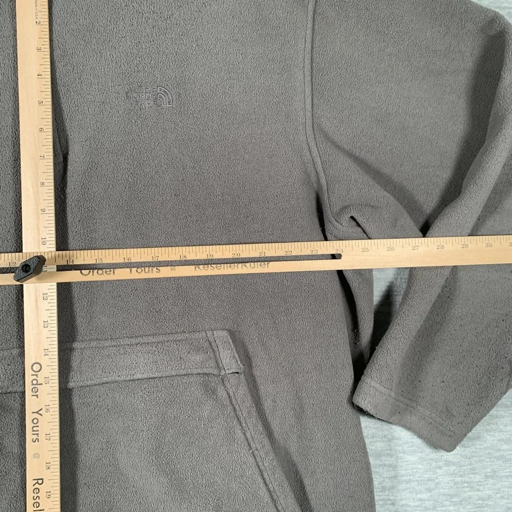 The North Face Hoodie Mens XL Gray 1/4 Zip Fleece Kangaroo Pocket Logo Pullover